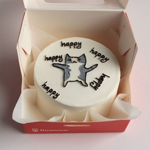 Бенто-торт Котик мем happy happy happy